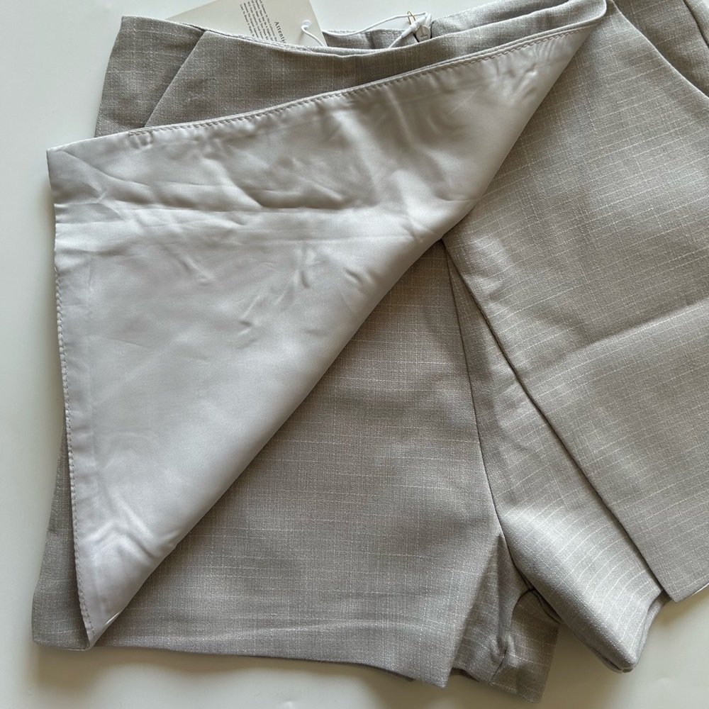 NEW By You Light Gray Tailored Skort - Business Casual Wrap Shorts Skirt - Picture 5 of 10